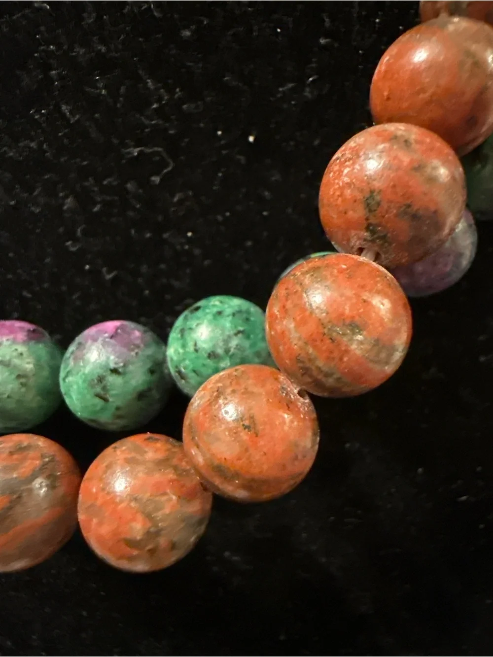 DJOY 925 S. Silver Gemstone Bead Necklace Lot 2 Ruby Zoisite & Red Gemstone 16
